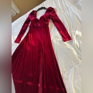 Azazie Regal Velvet Dress Color: Burgundy